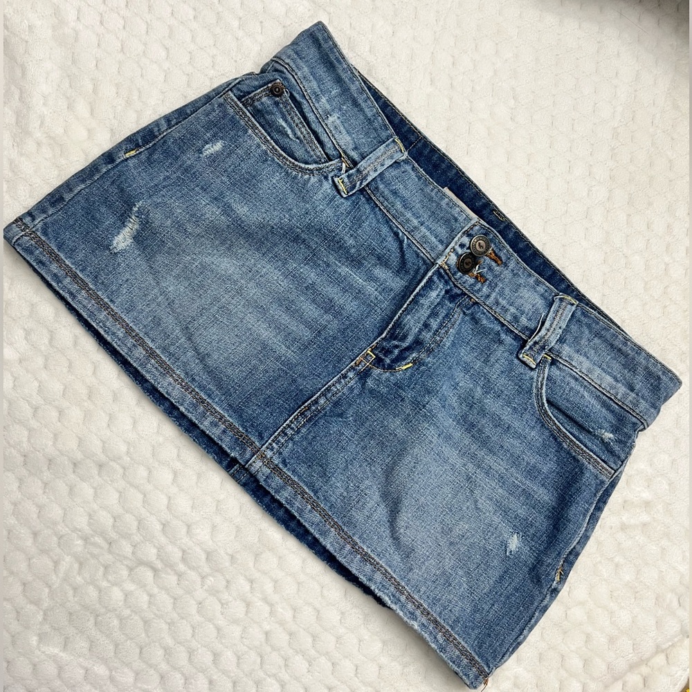 Vintage Hollister Co Denim Jean Mini Skirt Low Rise Size 5